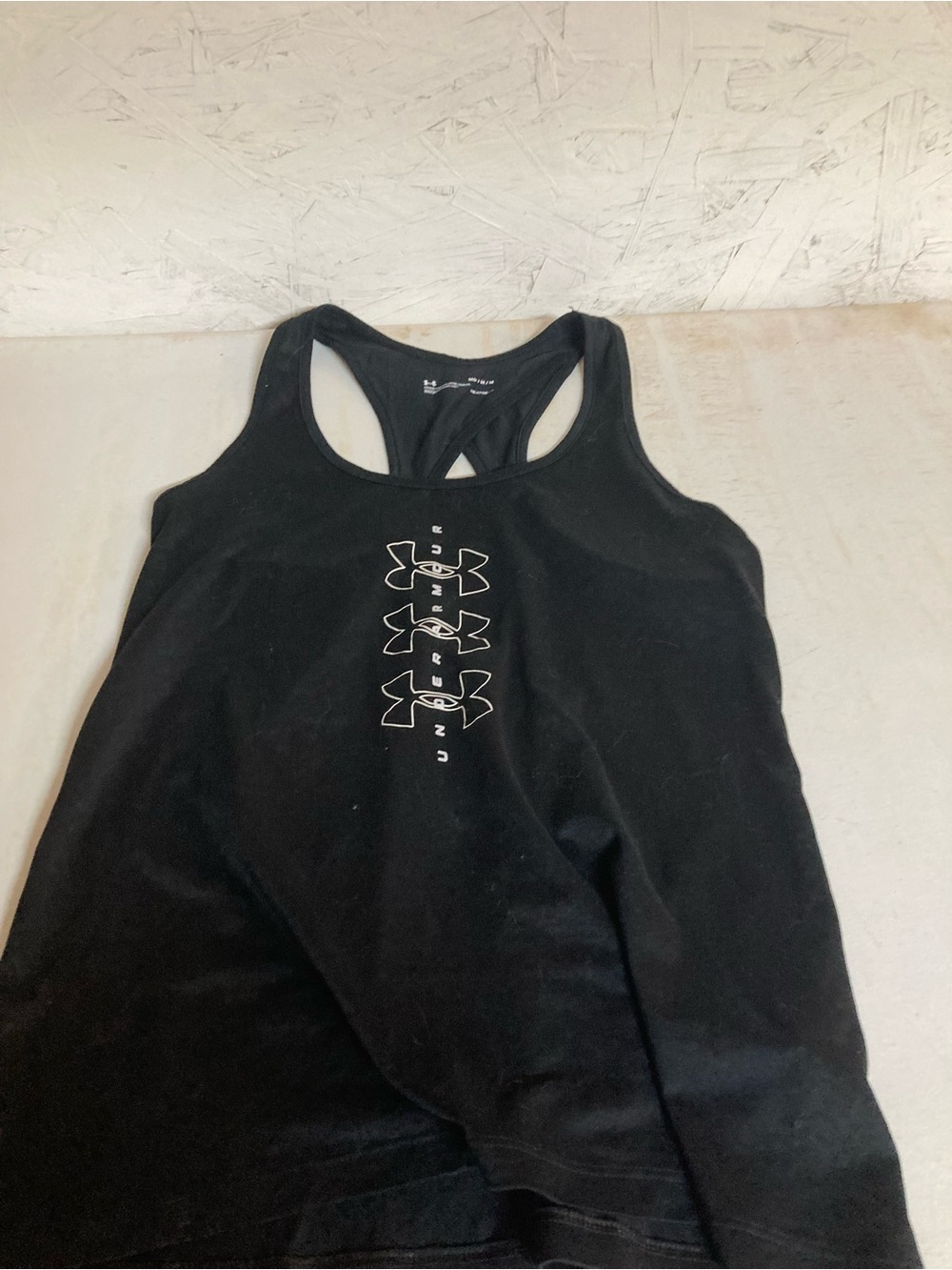 Under Armour Black Racerback Tank with Vertical Logo